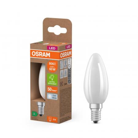 Osram E14 LED Kerzenlampe CLASSIC besonders effizient matt 3,8W wie 60W 4000K neutralweißes Licht - Sehr gute Energieeffizienz